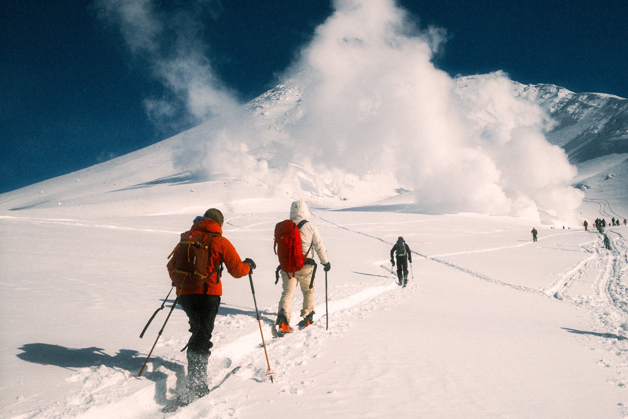 Hiking toward volcano